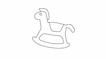 geanimeerd video van een schetsen van een speelgoed- houten paard