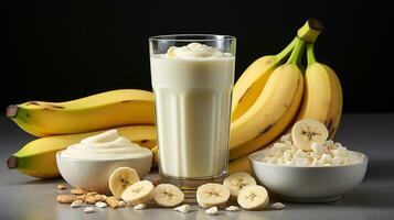 Sweet and fresh banana smoothie photo