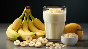 Sweet and fresh banana smoothie photo