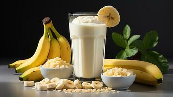 Sweet and fresh banana smoothie photo