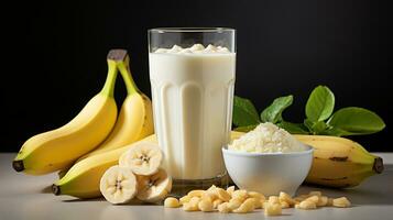 Sweet and fresh banana smoothie photo