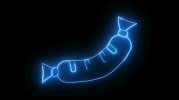 animiert Würstchen Logo mit glühend Neon- Linien video