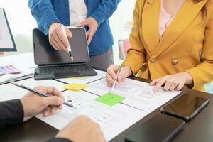 team of UI UX web designer are working together to develop mobile responsive websites with UI UX front end designer previews, UI UX web development ideas, front end designer. application development photo
