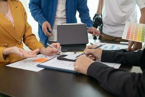 team of UI UX web designer are working together to develop mobile responsive websites with UI UX front end designer previews, UI UX web development ideas, front end designer. application development photo