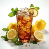 A glass of iced lemon tea photo