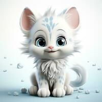 Cute cat cartoon on a white background photo