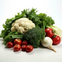 Fresh vegetables on white background photo