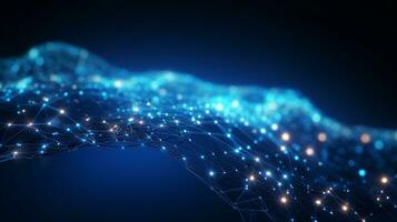 Abstract blue background, digital technology, big data and network concept, line wave. Generative AI photo