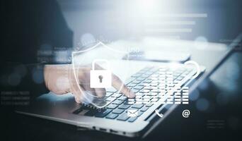 Cyber security systems, data protection, Computer programmers using modern computers with digital padlocks and cyber security networks, data encryption, Security with digital technology, safety photo