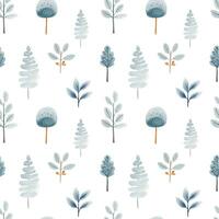 Seamless pattern with hand drawn branch, trees, pine. Vector pattern in scandinavian, ethnic style.
