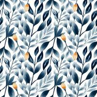 Seamless pattern with hand drawn branch, leaves, flowers. Vector pattern folklore, ethnic style. Pastel colors