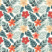 Seamless vector botanical pattern. Hand drawn folklore pattern with exotic flowers. Tropical flowers background.