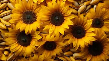 Sunflower and seeds background photo