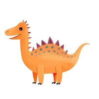 linda dibujos animados naranja dinosaurio. mano dibujado vector dinosaurio ilustraciones