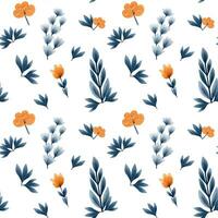 Floral seamless pattern with hand drawn branches, leaves. Vector pattern in the ethnic folklore style.