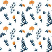 Floral seamless pattern with hand drawn branches, leaves. Vector pattern in the ethnic folklore style.