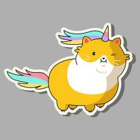 Cute cat in kawaii style. Cartoon cat unicorn. Vector illustration unicorn.