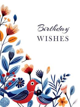 Hand drawn frame with birds in ethnic style. Birds and leaves for your design, template. Greeting card, border. vector