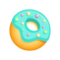 Donut with mint glaze. Donut icon, vector illustration