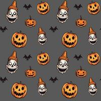 Halloween pattern with pumpkin. Autumn halloween background, vector seamless pattern.