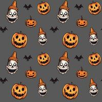 Halloween pattern with pumpkin. Autumn halloween background, vector seamless pattern.