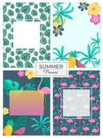 Set of summer frames, backgrounds. Template for design poster, banner, invitation, voucher. Promo discount season offer. vector