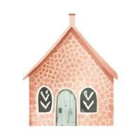 Scandinavian vector house. Cute watercolor home. European building. Childish vector illustration