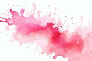 Watercolor abstract splash, spray. Color painting vector texture. Pink background.