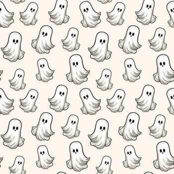 Halloween pattern with ghost. Autumn halloween background, vector seamless pattern.