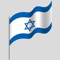 Waved Israel flag. Israel flag on flagpole. Vector emblem of Israel