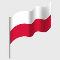 Vector Poland flag. Waved Flag of Poland. Poland emblem, icon.