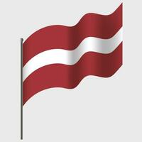 Waved Latvia flag. Latvian flag on flagpole. Vector emblem of Latvia