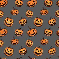 Halloween pattern with pumpkin. Autumn halloween background, vector seamless pattern.