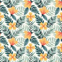 Seamless vector botanical pattern. Hand drawn folklore pattern with exotic flowers. Tropical flowers background.
