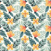 Seamless vector botanical pattern. Hand drawn folklore pattern with exotic flowers. Tropical flowers background.