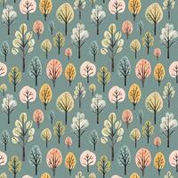 Cute watercolor trees seamless pattern. Scandinavian autumn trees seamless vector background