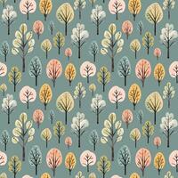 Cute watercolor trees seamless pattern. Scandinavian autumn trees seamless vector background