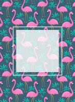 Summer frame in bright colors with flamingo. Template for design poster, banner, invitation, voucher. vector