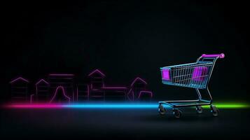 Black Friday banner with dark theme and neon accents, urging urgency in shopping. Generative AI photo