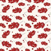 Vector seamless pattern wih red berries. Berries background.