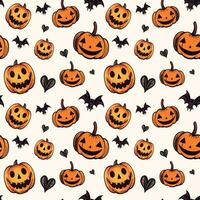 Halloween pattern with pumpkin. Autumn halloween background, vector seamless pattern.