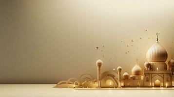 Kareem, Eid, Mubarak, greeting background with lantern. Generative AI photo