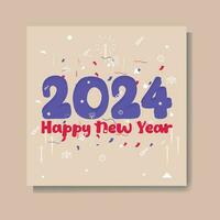 Happy new year greeting card template. Festive social media banner design with congratulations typography pro vector