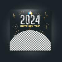 Happy new year festive social media modern square banner design free vector