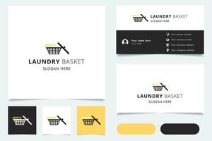 Laundry basket logo design with editable slogan. Branding book and business card template. vector