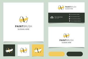 Paintbrush logo design with editable slogan. Branding book and business card template. vector