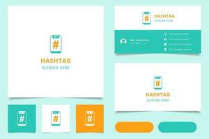 Hashtag logo design with editable slogan. Branding book and business card template. vector