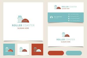 Roller coaster logo design with editable slogan. Branding book and business card template. vector