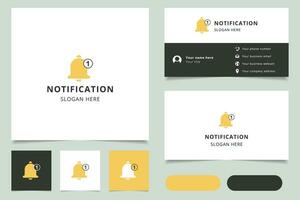 Notification logo design with editable slogan. Branding book and business card template. vector