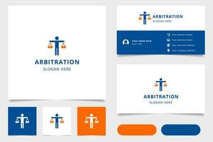 arbitraje logo diseño con editable eslogan. marca libro y negocio tarjeta modelo. vector